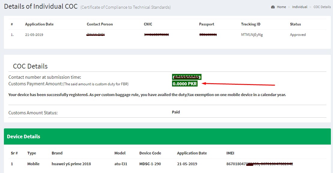 PTA IMEI Registration Online