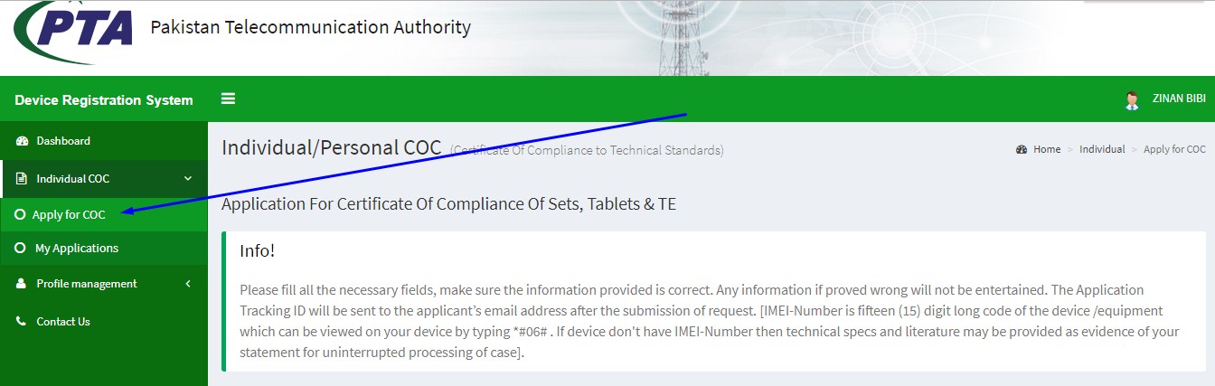 PTA IMEI Registration Online